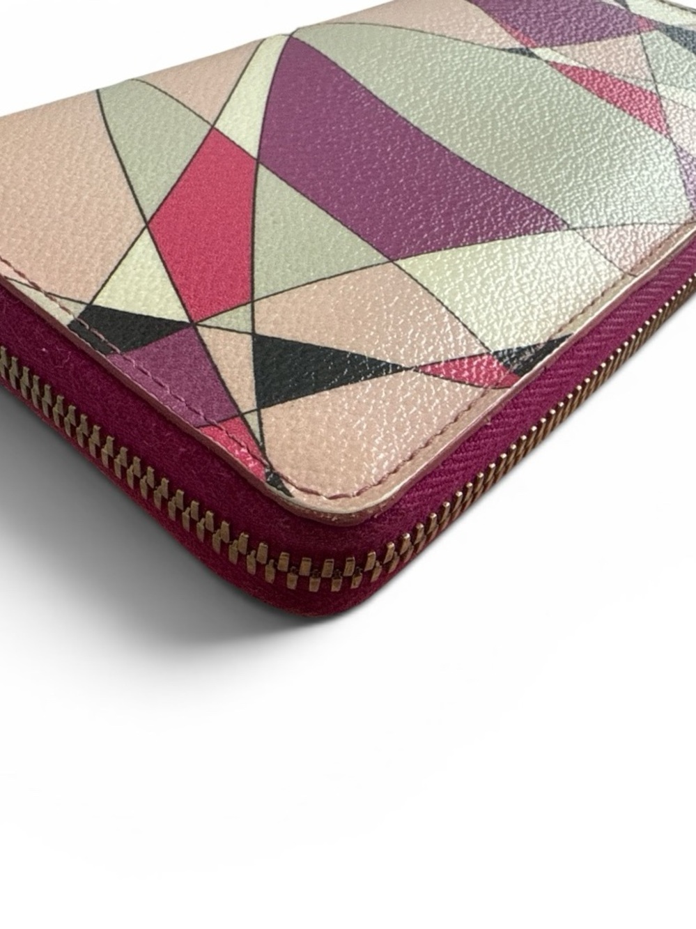 Emilio Pucci Leather Continental Long Zip Wallet Pink Purple Abstract - Picture 5 of 12